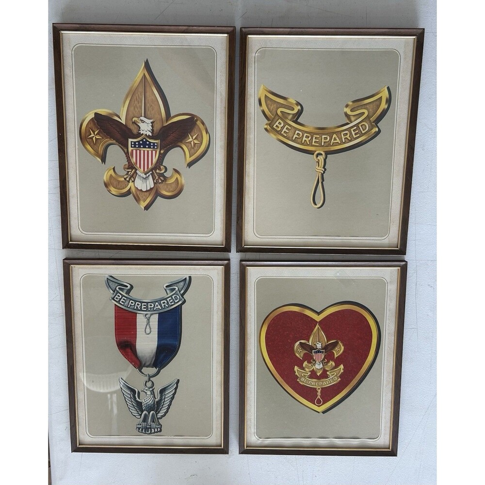 1950s Boy Scouts of America Framed Lithograph Set of 4 Be Prepared BSA Art